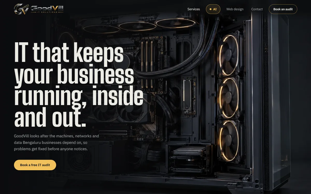 The GoodVill IT Solutions home page, designed and built by our team